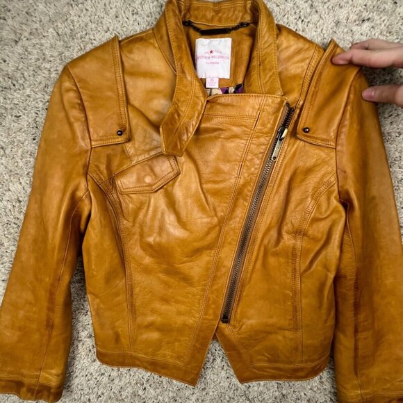 Matthew Williamson For Impulse LAMB Leather Jacket Adult Women XS Tan Zip Up - Picture 1 of 11